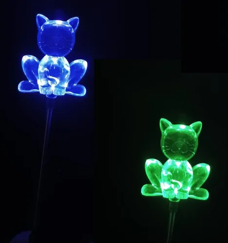 Miniatura 13 de Starry Illuminate - Juego de 2 luces solares de estaca para jardín, estilo cambiante de color (pata de perro)