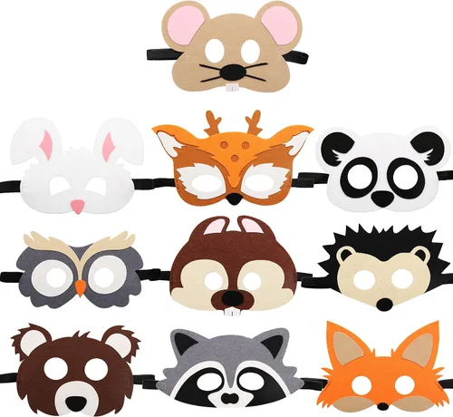 Miniatura 7 de CiyvoLyeen Party Animals Felt Masks Jungle Farm Forest Animals Theme Birthday Party Favors Party Supplies for Boys or Girls Animales salvajes - 12