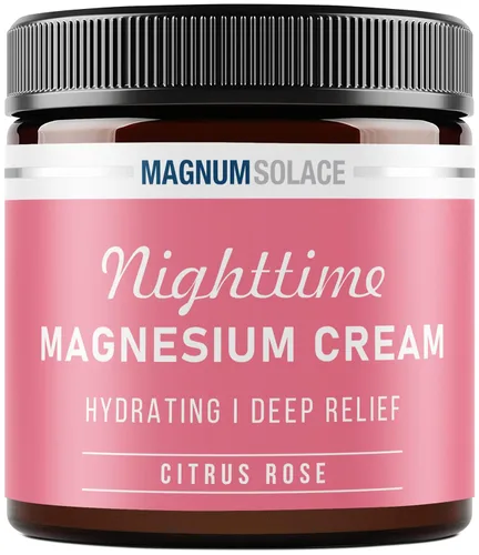 Magnum Solace Loción de magnesio – Crema de magnesio nocturna – Aplicar a los músculos de las piernas, brazos o pecho – Cloruro de magnesio tópico –