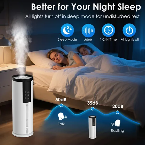 Miniatura 7 de Humidifiers for Large Room 550 ft² - GloryAir 8L Cool Mist Humidifier for Bedroom Home Plants Baby, Top Fill, 120H Runtime, 4 Mist Spray Levels