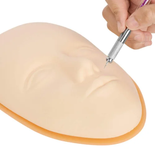 Miniatura 7 de ATOMUS - Cabeza de piel para práctica de tatuajes, base de soporte de piel para entrenamiento de tatuajes faciales, piel falsa de goma suave