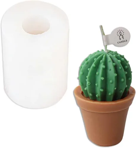 Tone Fun Moldes de silicona con forma de cactus en maceta para hacer velas, resina, velas de aromaterapia, jabón de cera hecho a mano, decoración