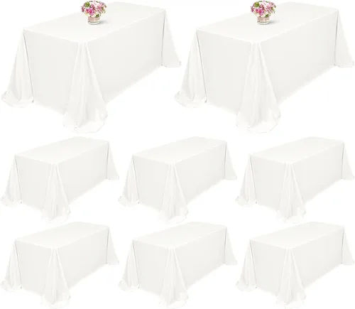 Miniatura 88 de Showgeous Paquete de 4 manteles rectangulares de poliéster de 60 x 102 pulgadas, resistentes a las arrugas, lavables, para bodas, mesas de comedor