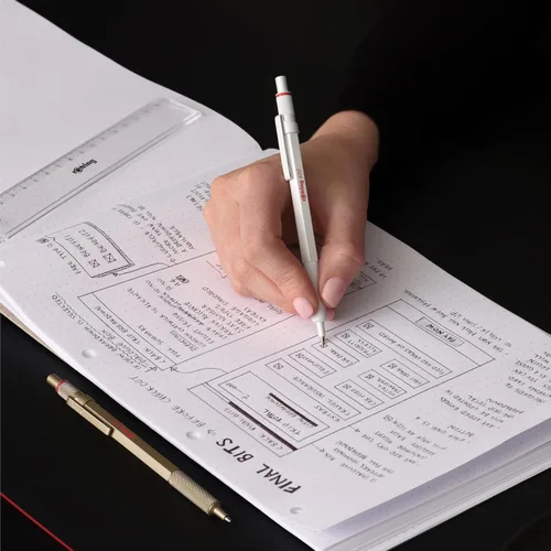 Miniatura 2 de Rotring 600 Bolígrafo metálico de bola, punta media, tinta negra, barril blanco perla, recargable, 1 unidad - Escritura suave, estilo, comodidad