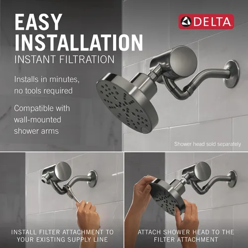 Miniatura 5 de Accesorio de Filtro de Ducha Premium Delta Faucet Clarifi con Filtro, Filtro de Ducha para Agua Dura, Filtro de Cabezal de Ducha, Negro Acero