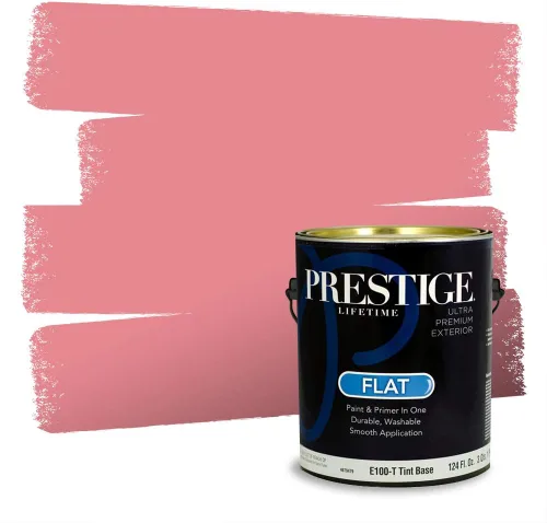 Miniatura 473 de Prestige Paints Pintura exterior e imprimación en uno, 1 galón, plano, coincidencia comparable de Valspar* Amber Rose*