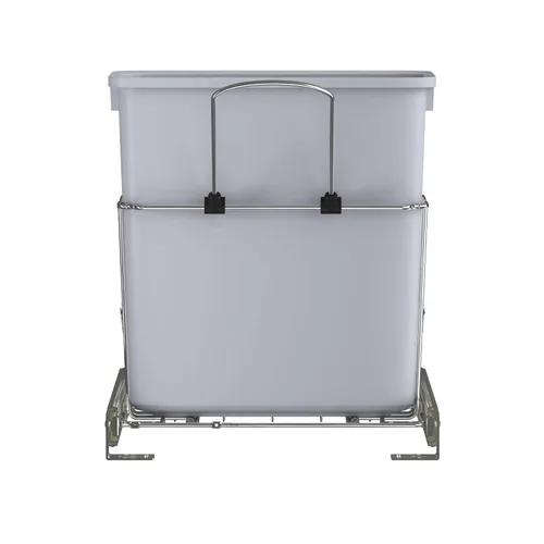 Miniatura 5 de Rev-A-Shelf Bote de basura extraíble universal de 20 cuartos de galón para gabinete de cocina de alambre metálico deslizante con cesta trasera
