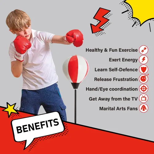 Miniatura 8 de Whoobli Punching Bag for Kids and Toddler Incl Boxing Gloves 3 4 5 6 7 8+ Years Old Adjustable Kids Boxing Bag with Stand Sports Toy for Boys