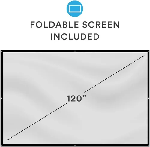 Miniatura 4 de Paquete de cine en casa con proyector, pantalla de 120 pulgadas y dos mini altavoces instantáneos inalámbricos Bluetooth de conducción ósea, azul