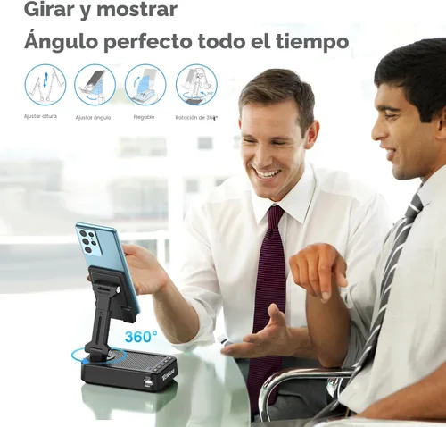 Miniatura 3 de TechGlow Soporte plegable para teléfono celular con función de carga de altavoz Bluetooth, soporte giratorio de 360°, regalos de cumpleaños