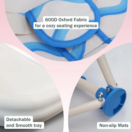 Miniatura 4 de Tiny Marvels Silla de bebé portátil 3 en 1, asiento elevador acogedor, silla de bebé con bandeja, plegable compacta, silla para niños pequeños