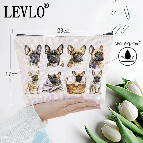 Miniatura 2 de LEVLO Bolsa de maquillaje cosmética Bulldog Francés Regalo Mamá Francés Bulldog Dueño Bolsa de viaje Bolsa de viaje Bulldog Merch, FRENCH BULLDOG