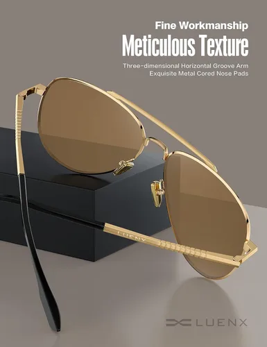 Miniatura 42 de LUENX, Aviator - Gafas de sol polarizadas, para hombres y mujeres, protección UV 400, con funda 60MM