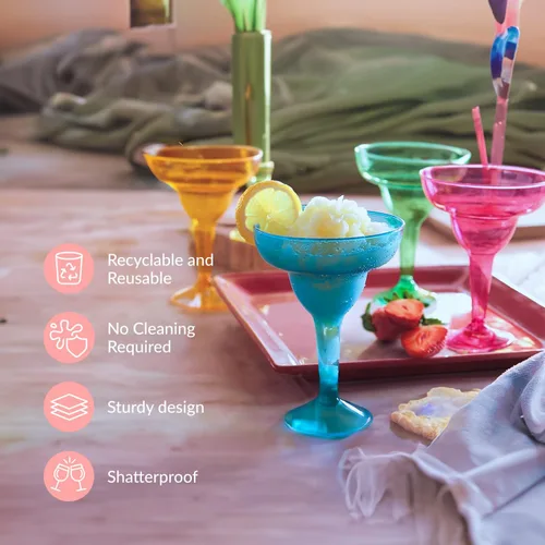 Miniatura 5 de Prestee 48 vasos de plástico desechables multicolor – Copas de cóctel duras de 12 onzas para fiestas del Cinco de Mayo, fiestas de tacos y Varios