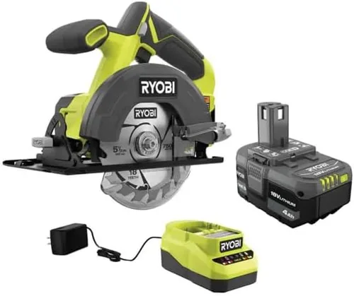 ONEAND Kit de sierra circular inalámbrica de 18 V de 5-1/2 pulgadas con batería de 4.0 AH y cargador