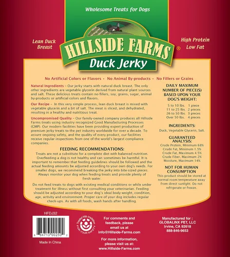 Miniatura 2 de Hillside Farms Golosinas de pato para perros con solo 3 ingredientes y sin rellenos, bolsa de 2 libras