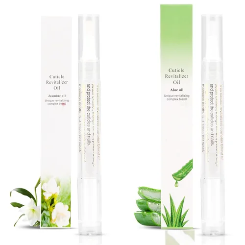 Meschett 2 bolígrafos de aceite para cutículas para el cuidado de las uñas, bolígrafo de aceite revitalizador de cutículas con cepillo suave, aceite