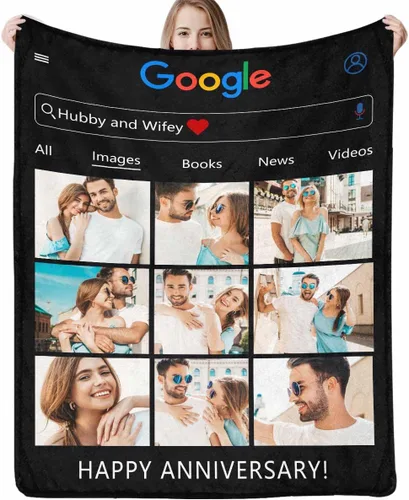 Miniatura 11 de D-Story Manta personalizada con fotos con cualquier texto - Mantas con imágenes personalizadas para Navidad, cumpleaños, regalos para parejas