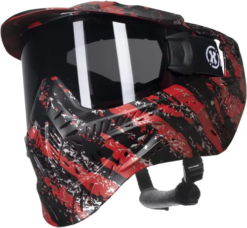 HK Army HSTL Gafas Máscara de Paintball Airsoft con Lente Térmica Antivaho Fractor Negro/Rojo