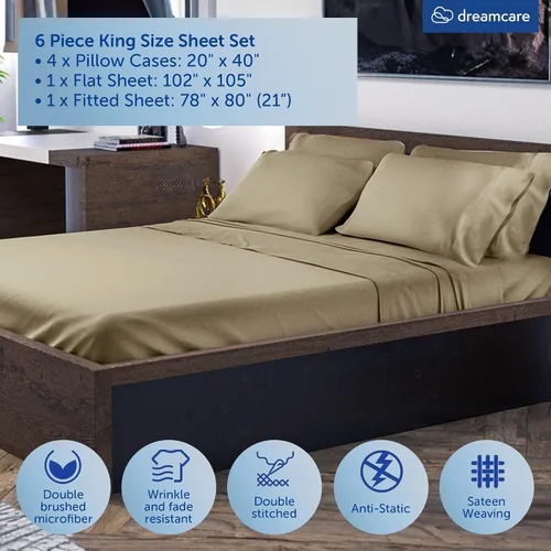 Miniatura 111 de DREAMCARE Juego de sábanas Queen – 6 piezas Sábanas de enfriamiento – hasta 15” Sábanas profundas tamaño Queen – Colección 2500 Supreme – Extra 03