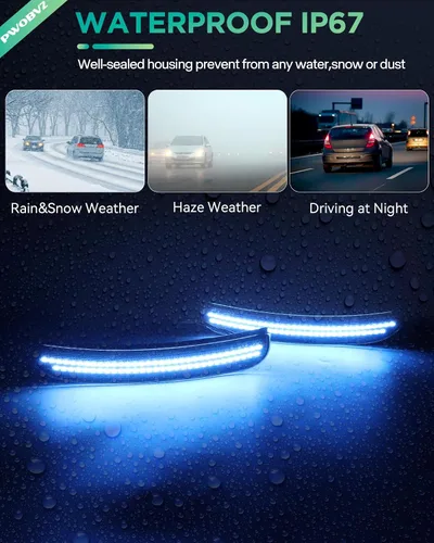 Miniatura 7 de Luces LED azules de marcador lateral para Dodge Charger 2015 2016 2017 2018 2019 2020 2021 2022 2023 2024, lámparas de parachoques delantero