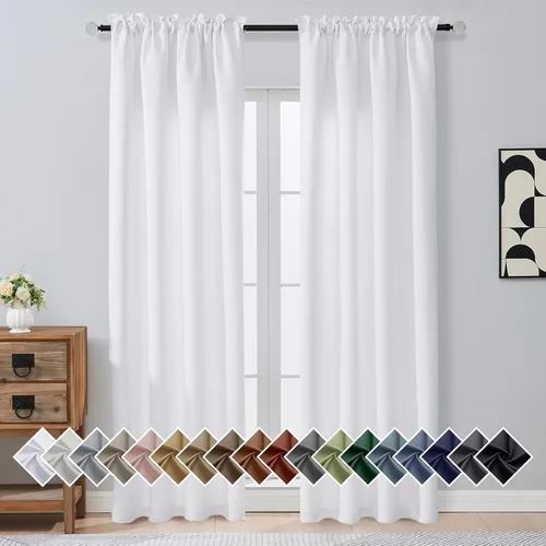 Miniatura 89 de OVZME Cortinas opacas turquesa para tratamiento de ventanas pequeñas, cortinas cortas con bloqueo de luz para ventana de cocina sobre el fregadero