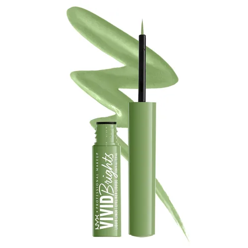 NYX PROFESSIONAL MAKEUP Vivid Brights - Delineador líquido resistente a las manchas con punta precisa, color verde fantasma 02 Verde fantasma