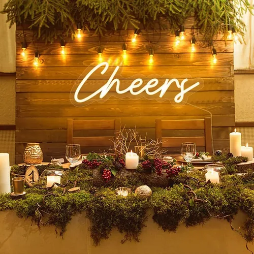 Letrero de neón de Cheers alimentado por USB con interruptor regulable, letrero de luz LED de neón para decoración de fondo de pared, letrero de