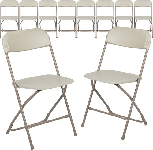 Miniatura 10 de EMMA + OLIVER Juego de 10 sillas plegables de plástico, capacidad de peso de 650 libras, silla plegable apilable ligera en color blanco