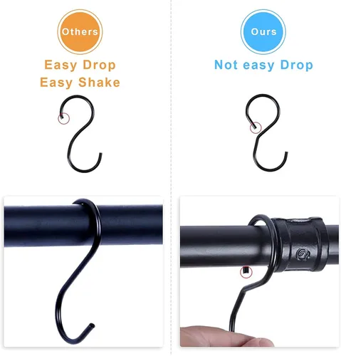Miniatura 4 de WuGeShop Estante colgante para ollas de 38 pulgadas, montado en la pared con 10 ganchos en S, tapas de cocina, espátula para utensilios, organizador