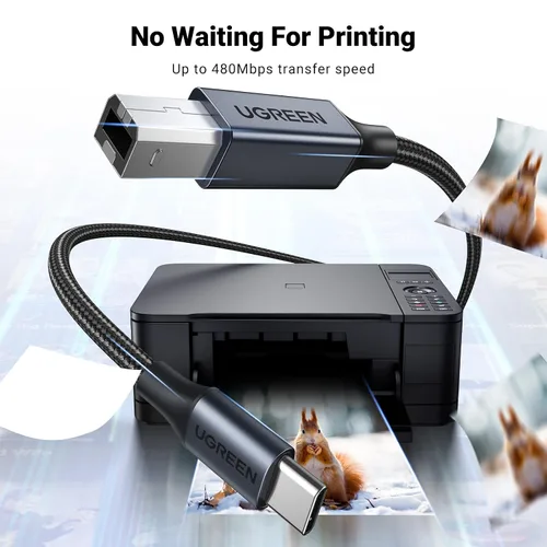 Miniatura 5 de UGREEN Cable de impresora USB C de 3 pies, cable USB B a C de nailon para MacBook Pro/Air, cable MIDI compatible con teclado MIDI, DAC, controlador