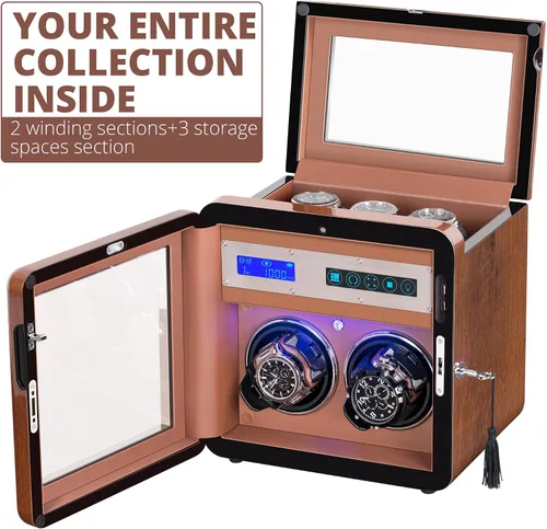Miniatura 3 de Automatic Watch Winder, Luxury Walnut Watch Winder for Rolex with Quiet Motor and Adjustable Upgraded Watch Pillows, AC Adapter Watch Winder Box for