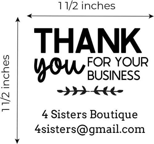 Miniatura 2 de Sello personalizado con texto en inglés «Thank You for Your Business» / Sello cuadrado autoentintado de 1.5 pulgadas, sello de tinta negra