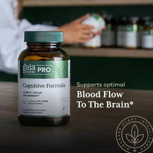 Miniatura 5 de GAIA HERBS PRO Fórmula cognitiva – Suplemento de apoyo para la salud cerebral y el flujo sanguíneo* – Suplemento de apoyo a la circulación* con raíz