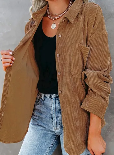 Miniatura 7 de Astylish - Camisas de pana para mujer, blusa informal de manga larga con botones