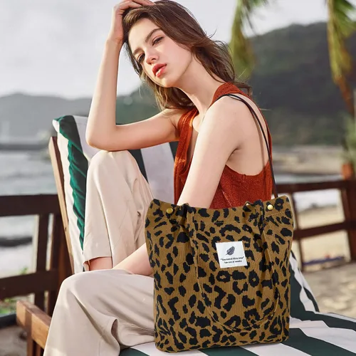 Miniatura 30 de Ayieyill - Bolsa de pana para mujer y niña, con correa de lona para colgar al hombro, bolsa con bolsillo