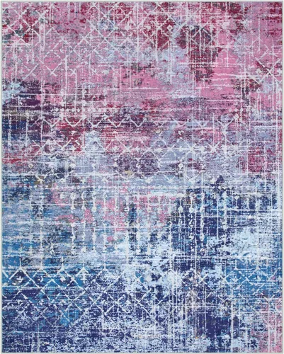 Miniatura 9 de Zealude - Alfombras abstractas boho azul rosa para dormitorio de niñas y niños, alfombra lavable de 8 x 10 pies para sala de estar y comedor