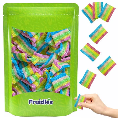 Miniatura 6 de Fruidles Sour Rainbow Belts Bites, caramelos de gomitas multicolores, sin gluten, sin grasa (4.4 libras)
