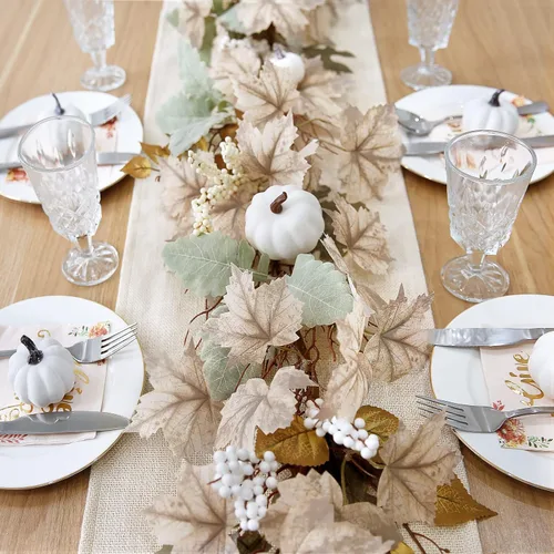 Miniatura 3 de Decoraciones de otoño para el hogar, guirnalda de hojas de arce de otoño de 6 pies, calabaza y bayas, manto de Acción de Gracias, chimenea