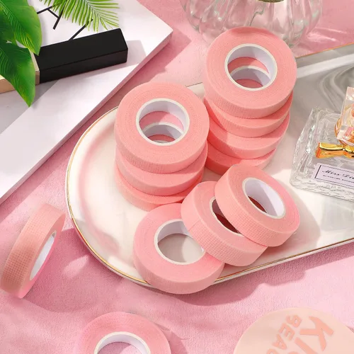 Miniatura 6 de UPINS 24 rollos de cinta de pestañas, cinta de tela microporosa transpirable para suministros de extensión de pestañas (rosa)