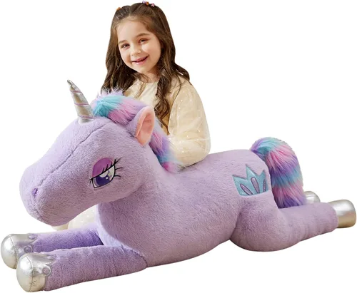 Miniatura 9 de IKASA Juguete de peluche de unicornio gigante, juguetes suaves grandes y bonitos, enorme tamaño grande, esponjoso, de gran tamaño, regalos