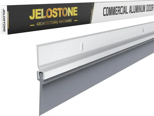 Miniatura 7 de Paquete de 2 - Barredor de fondo para puerta comercial, aluminio resistente, clasificado para fuego, inserción de vinilo, JS-NV307, ideal para uso