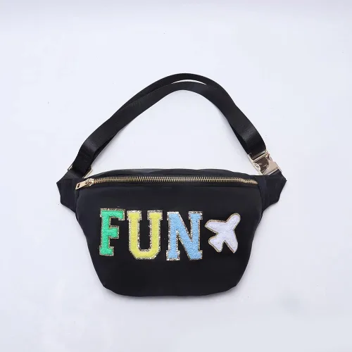 Miniatura 6 de YogoRun Riñonera Bolso de la correa de las mujeres para los hombres Nylon, Negro-Fun, Moda