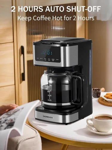 Miniatura 3 de Ihomekee Cafetera, Cafetera de Goteo Programable de 12 Tazas, Máquina de Café de Goteo Regular y Fuerte con Función de Café Helado para Hogar