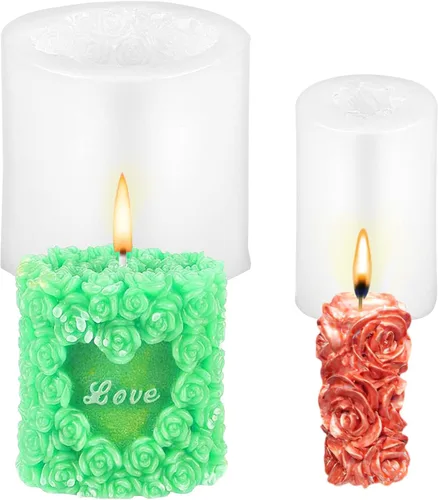 MILISTEN 2 moldes de silicona para velas de rosas, moldes de corazón de rosas 3D, moldes de jabón para boda, San Valentín, pastel, chocolate,