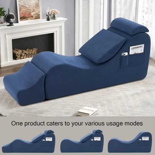 Miniatura 5 de Sillas de yoga para adultos, silla de salón ergonómica para interiores con bolsillo lateral, almohada lumbar, otomana, silla de yoga perfecta