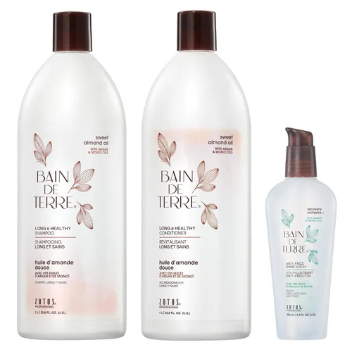 Miniatura 8 de Bain de Terre Aceite de almendras dulces acondicionador largo y saludable, fuerza y protección para cabello débil y dañado, con aceites de argán