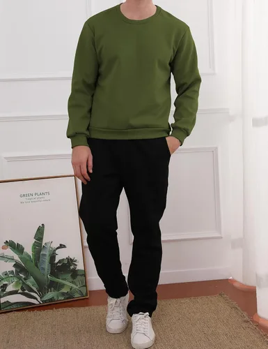 Miniatura 5 de Gihuo Sudadera de forro polar con cuello redondo y forro polar para hombre