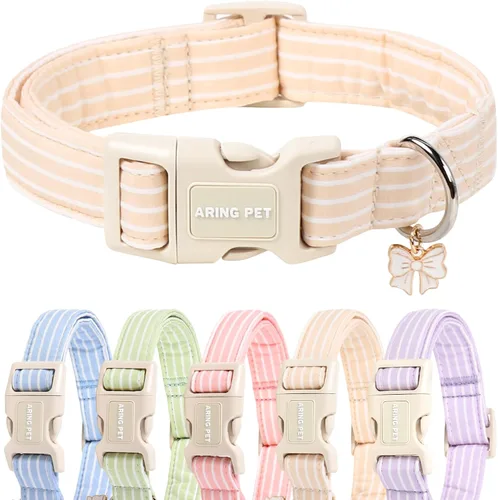Miniatura 29 de Aring Pet Collar de algodón, ligero y ajustable, con hebilla de liberación rápida para perros pequeños, medianos y grandes, para cachorros, S