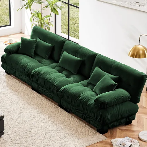 Miniatura 20 de KEIKI Sofá modular de 94 pulgadas con 4 almohadas, cómodo juego de sofá biplaza Cloud para sofá de asiento profundo suave y profundo, sofá biplaza
